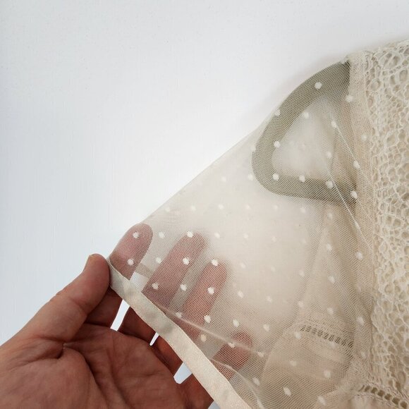 Sundance Silk Tunic Top Lace Delicate Bohemian Tunic Lightweight Polkadot Lace M - Picture 6 of 9